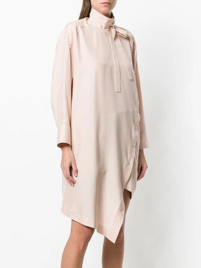 Shop Valentino Draped Silk Dress - Neutrals