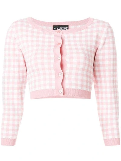 Shop Boutique Moschino Cropped Checked Cardigan - Pink