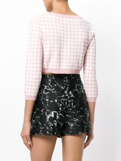 Shop Boutique Moschino Cropped Checked Cardigan - Pink