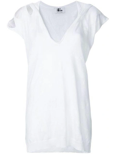 Shop Lost & Found Ria Dunn Distressed Hooded T-shirt - White