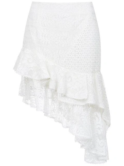Shop Martha Medeiros Lace Asymmetric Skirt In White