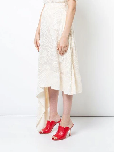 Shop Adam Lippes Asymmetric Midi Skirt In White