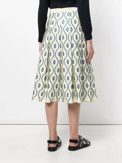 Shop Marni Embroidered Full Skirt In Yellow