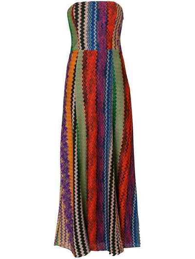 Shop Missoni Strapless Embroidered Dress In Multicolour