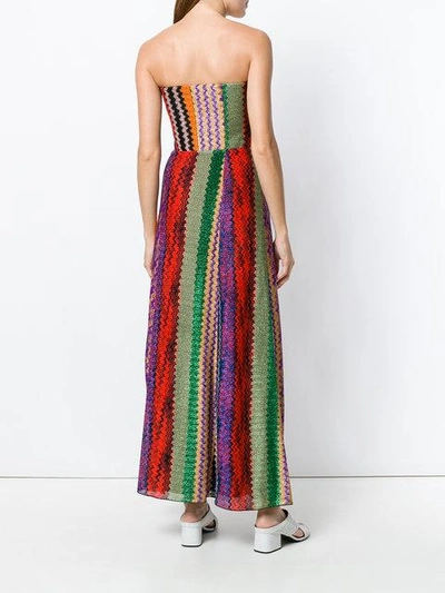 Shop Missoni Strapless Embroidered Dress In Multicolour