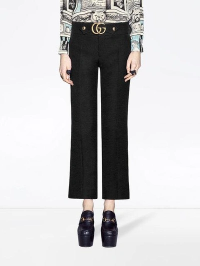 Shop Gucci Stretch Viscose Pant With Double G In Black