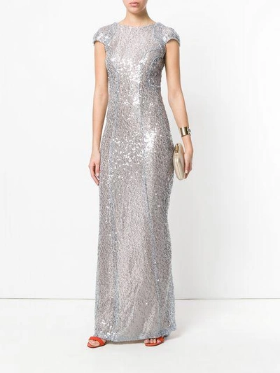 Shop Galvan Estrella Sequinned Cap Sleeve Dress In Metallic