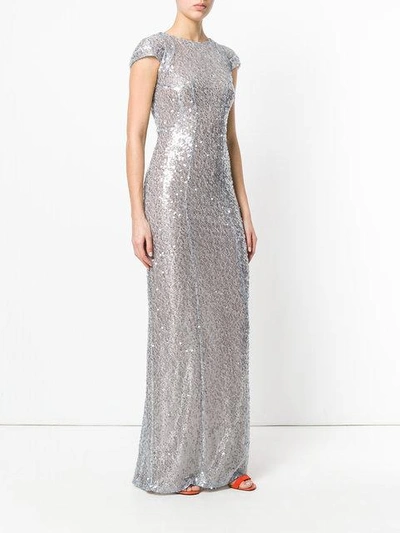 Shop Galvan Estrella Sequinned Cap Sleeve Dress In Metallic