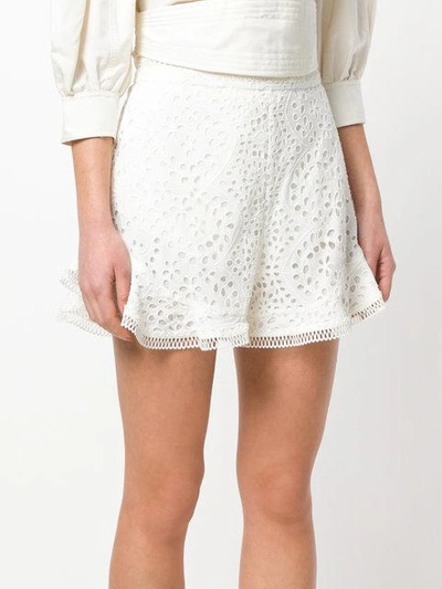 Shop Zimmermann Lace-embroidered Flared Shorts