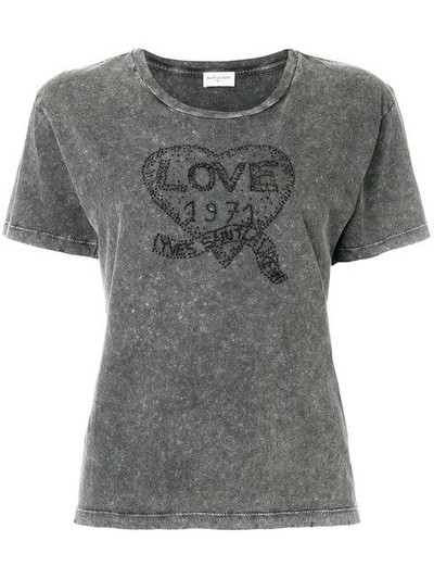 Shop Saint Laurent T-shirt Mit "love"-logo In Grey