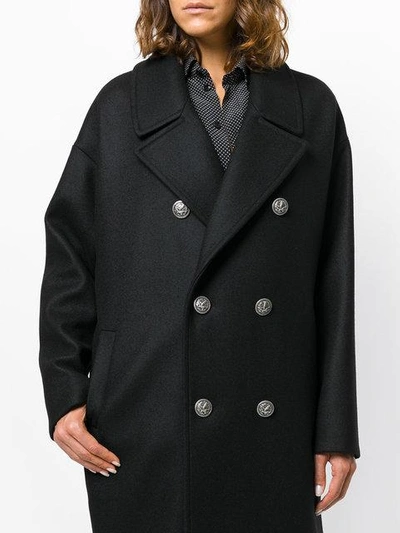Shop Saint Laurent Oversized Officer Coat - Black