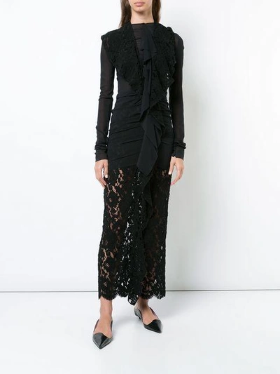 Shop Proenza Schouler Long Sleeve Corded Lace Dress In Black