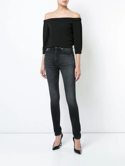 Shop Saint Laurent High Waisted Skinny Jeans In Black