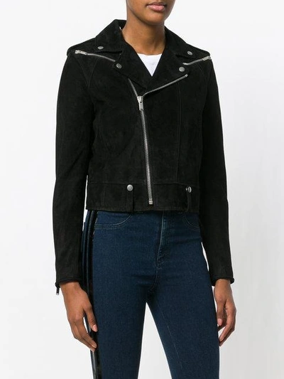 Shop Saint Laurent Fitted Biker Jacket In Black