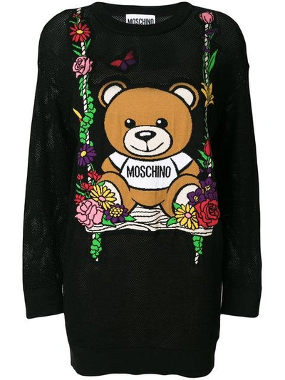 Shop Moschino Teddy Bear Sweater Dress - Black