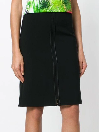 Shop Versace Zip Front Pencil Skirt In Black