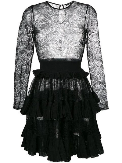 Shop Antonino Valenti Lace Embroidered Flared Dress - Black