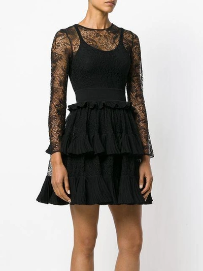 Shop Antonino Valenti Lace Embroidered Flared Dress - Black