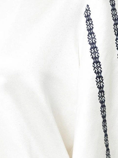 Zeus + Dione Embroidered Wide Sleeve Blouse In White