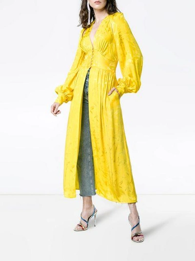 Shop Attico Silk Blend Maxi Dress In Yellow