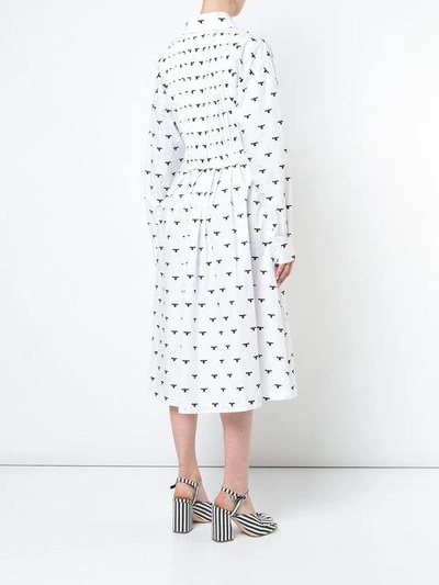 Shop Novis Bird Print Shirt Dress - White