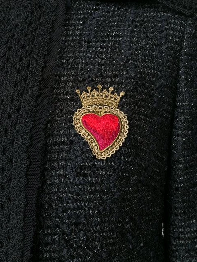 Shop Dolce & Gabbana Sacred Heart Tweed Jacket In Black