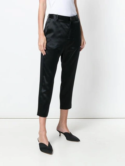 Nili Lotan Paris High-rise Silk Cropped Trousers In Black