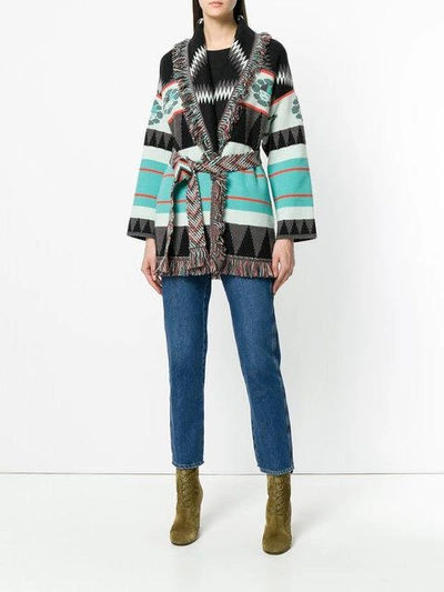 Shop Alanui Pattern Embroidered And Fringe Trim Cardigan In Multicolour
