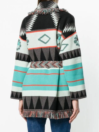 Shop Alanui Pattern Embroidered And Fringe Trim Cardigan In Multicolour