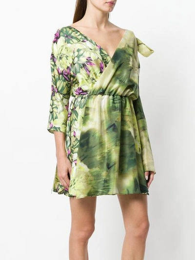 Shop Msgm Floral Print Dress In Green