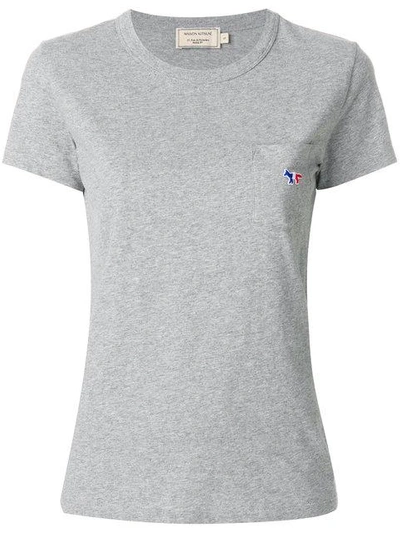 Shop Maison Kitsuné Logo Chest Pocket T-shirt In Grey