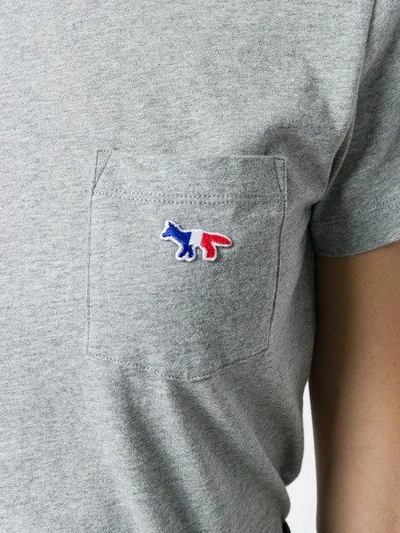 Shop Maison Kitsuné Logo Chest Pocket T-shirt In Grey