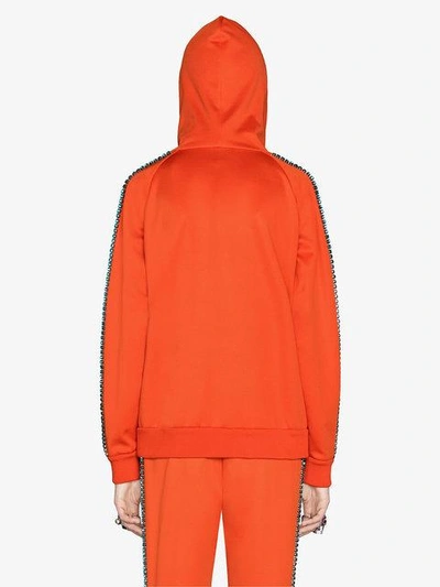 Shop Gucci Crystal Embroidered Jersey Sweatshirt - Orange