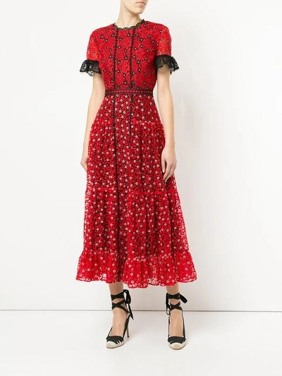 Shop Saloni Floral Embroidered Midi Dress