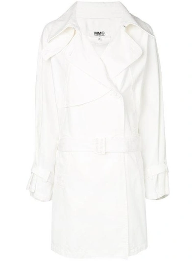 Shop Mm6 Maison Margiela Belted Trench Coat - White
