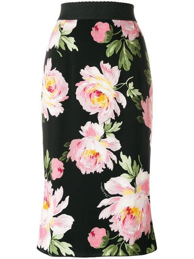 Shop Dolce & Gabbana Rose Print Skirt