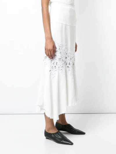 Shop Derek Lam Midi Skirt With Lace Detail - White