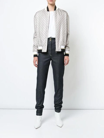 Shop Versace Micro Studded Bomber Jacket In Neutrals