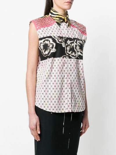 Shop Prada Printed And Studded Shirt In Multicolour