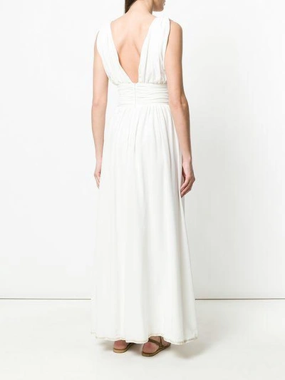 Shop Elena Makri Leaf Belt Gown In White