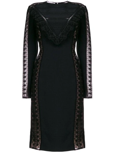 Shop Stella Mccartney Lace Panel Fitted Dress In Black