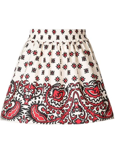 Shop Red Valentino Bandana Gathered Skirt - Neutrals