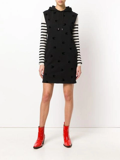 Shop Mcq By Alexander Mcqueen Swallow Hoodie Dress In Black