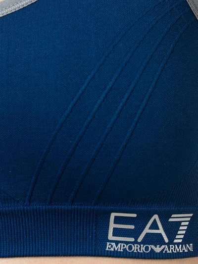 Shop Ea7 Logo Crop Top In Blue