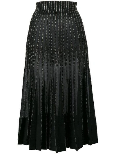 Shop Alexander Mcqueen Metallic Embroidered Silk Maxi Skirt In Black