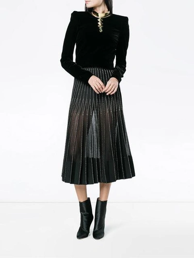 Shop Alexander Mcqueen Metallic Embroidered Silk Maxi Skirt In Black