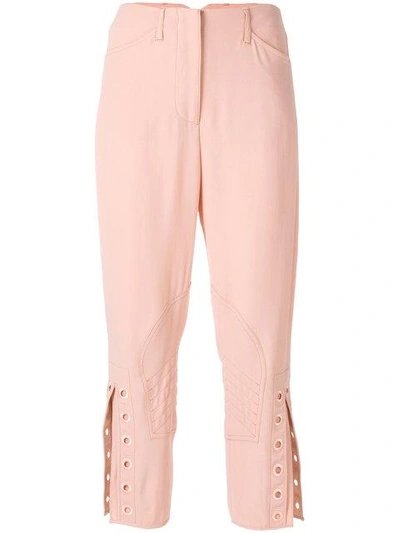 Shop Fendi Eyelet Detail Cropped Trousers In Pink