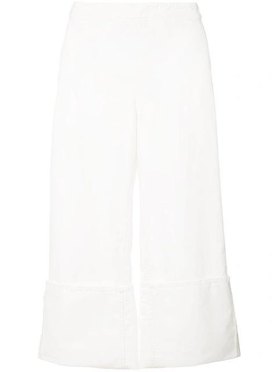 Shop Mm6 Maison Margiela Cropped Trousers - White