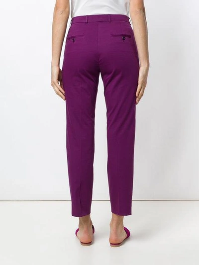 Shop Etro Cropped Trousers - Pink & Purple