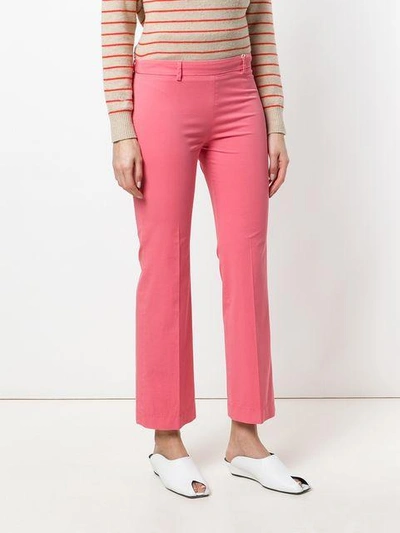 Shop Incotex Slim Flare Trousers - Pink & Purple
